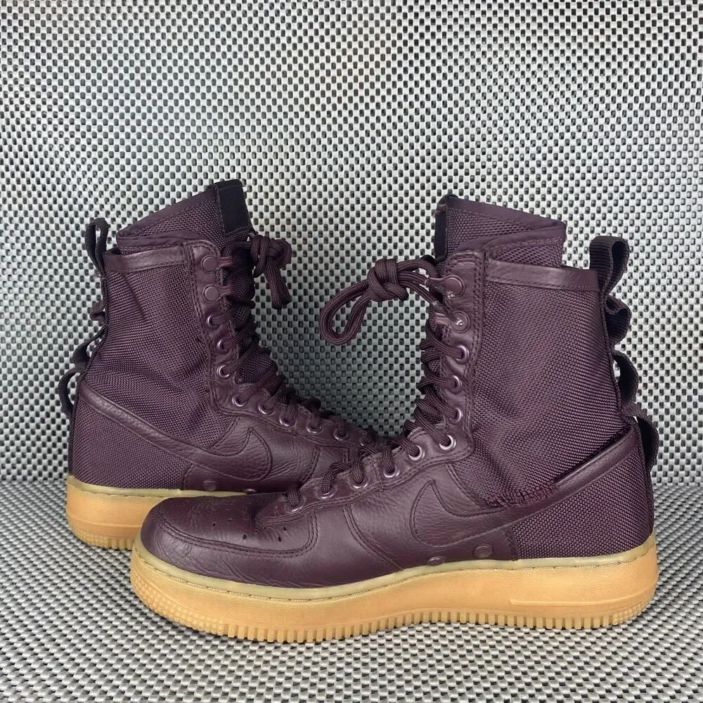 Nike SF Air Force 1 High Sneakers Mens 7.5 Deep Burgundy Logo Lace Up